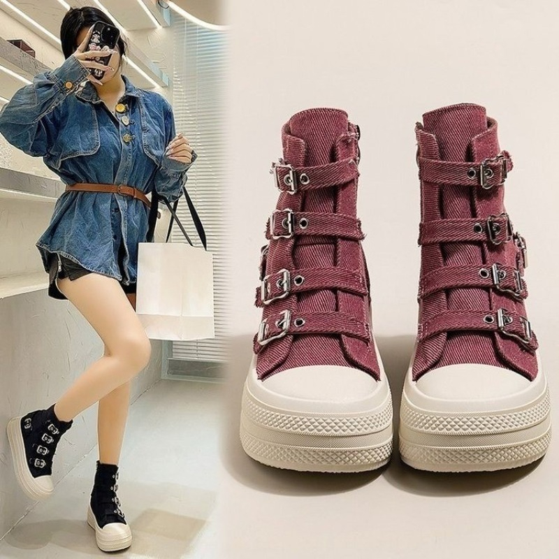 Women'S Shoes Round Toe - Женские повседневные универсальные высокие кеды на