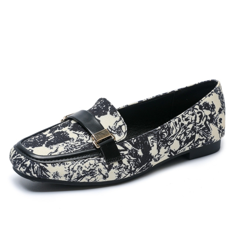 Women'S Shoes Round Toe - Осенние женские туфли-лоферы с пряжкой, тканевые,