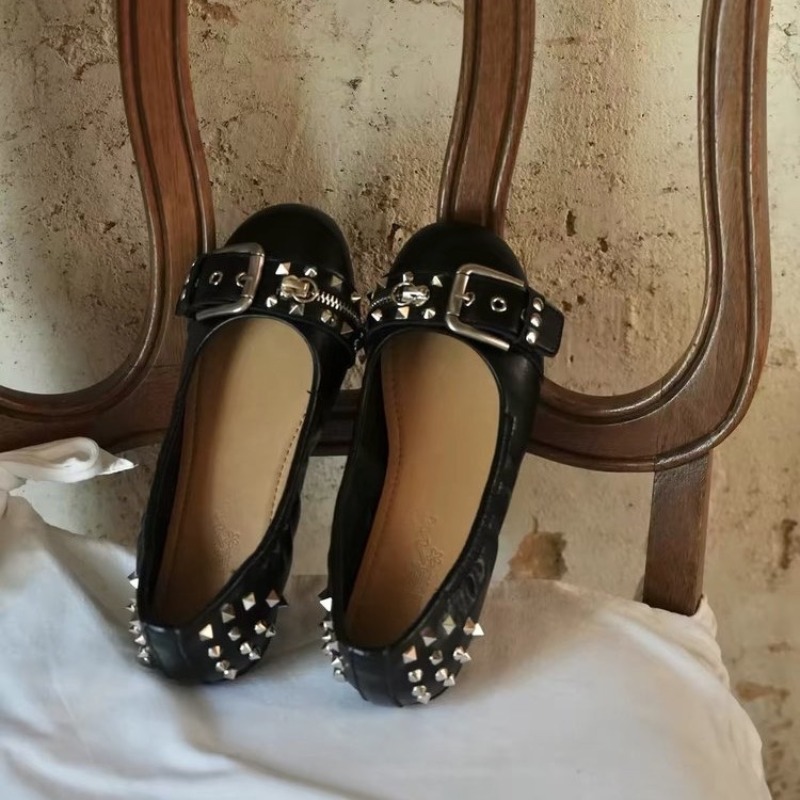 Women'S Shoes Round Toe - Женские кожаные туфли Мэри Джейн с
