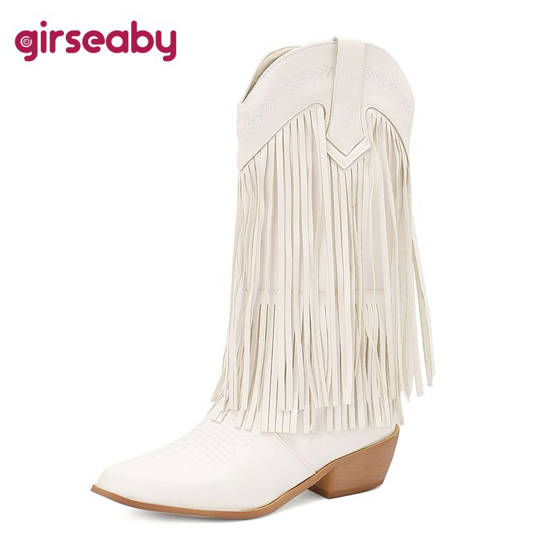 Western Cowgirl Boot - Girseaby Ковбойские сапоги без шнуровки с